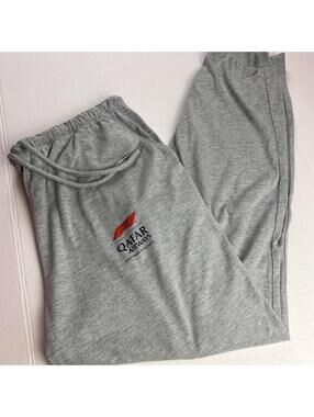 QATAR Airways F1 Mens Joggers/PJ Pants MEDIUM Stretch Lightweight Pull On, Gray